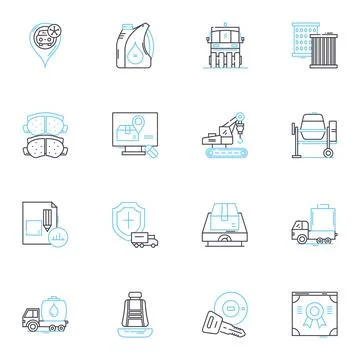 Shipping linear icons set. Logistics, Delivery, Freight, Transport, Dispatch Ilustración de archivo