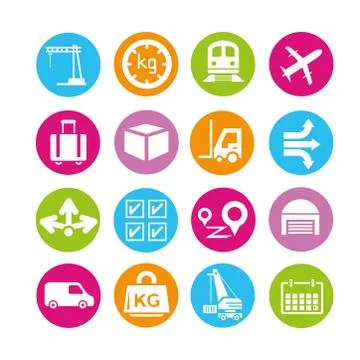 Shipping, logistics icons Stock Illustration