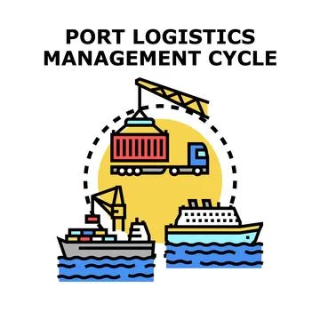 Shipping logistics management cycle connecting global trade operations Stock Illustration