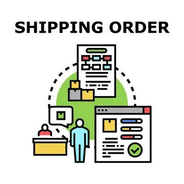 Shipping order process concept with logistics and delivery Ilustração Stock