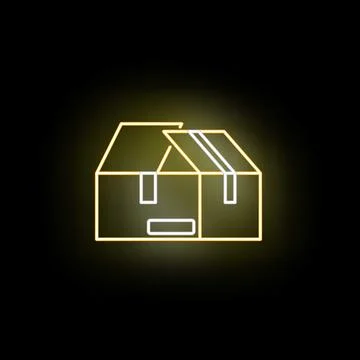 Shipping package box icon with neon glow effect Stock Illustration