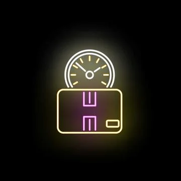 Shipping package with clock for fast delivery service Stock Illustration