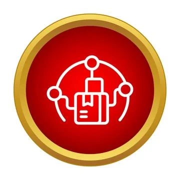 Shipping package connected in global logistics network icon Illustrazione stock