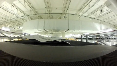 Shipping package. Sorting on conveyor belt in warehouse. pov timelapse Stock Footage 102400187