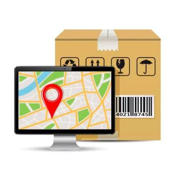 Shipping parcel tracking order design Stock Illustration