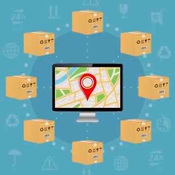 Shipping parcel tracking order design 스톡 일러스트