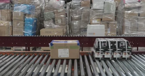Shipping Parcels Boxes Conveyor Stock Footage 233504302