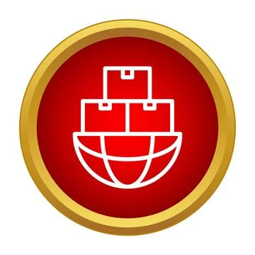 Shipping parcels on a global scale icon Stock Illustration