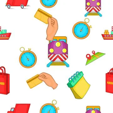 Shipping pattern, cartoon style Stock Illustration