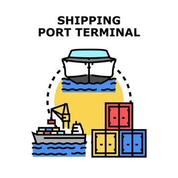 Shipping port terminal concept vector illustration Stock Illustration