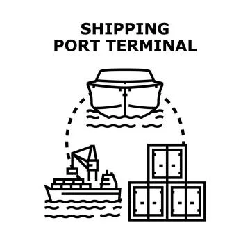 Shipping port terminal concept vector illustration Stock Illustration