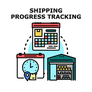 Shipping progress tracking and delivery stages concept Stock Illustration