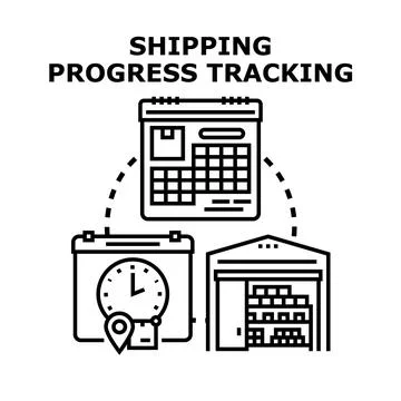 Shipping progress tracking and delivery stages concept Stock Illustration