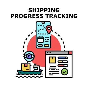 Shipping progress tracking concept with mobile application イラスト素材