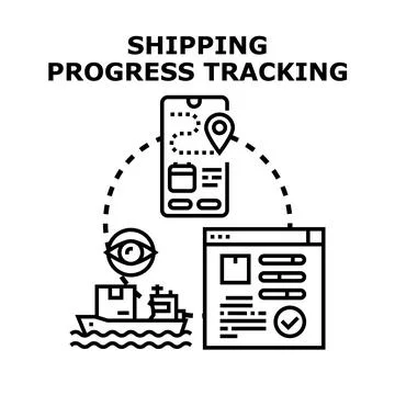 Shipping progress tracking concept with mobile application Stock Illustration