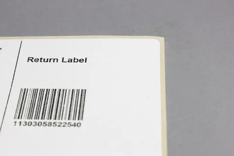 Shipping return label document for online order refund Stock Photos