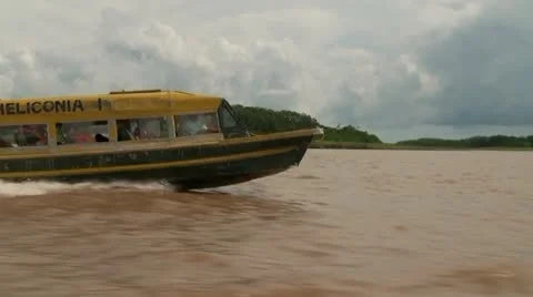 Shipping on River in Rainforest (Amazon, Peru) Stock Footage 10809981