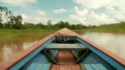 Shipping on River in Rainforest (Amazon, Peru) Stock Footage 10809991