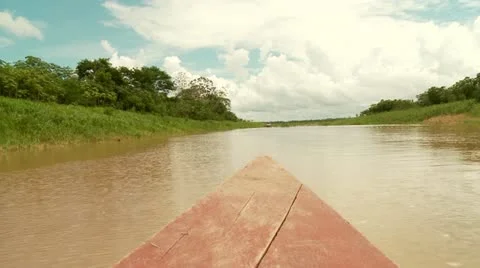 Shipping on River in Rainforest (Amazon, Peru) Stock Footage 10810014