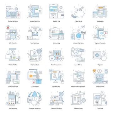 Shipping Services Colored Line Pack 库存插图