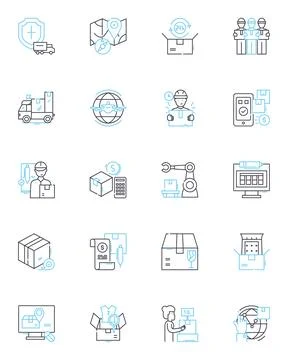 Shipping services linear icons set. Logistics, Freight, Transportation, Export イラスト素材