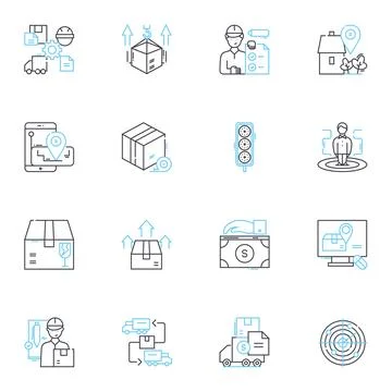 Shipping services linear icons set. Logistics, Freight, Transportation, Export イラスト素材
