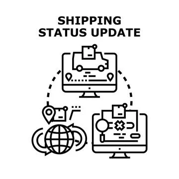 Shipping status update tracking delivery fulfillment process Stock Illustration