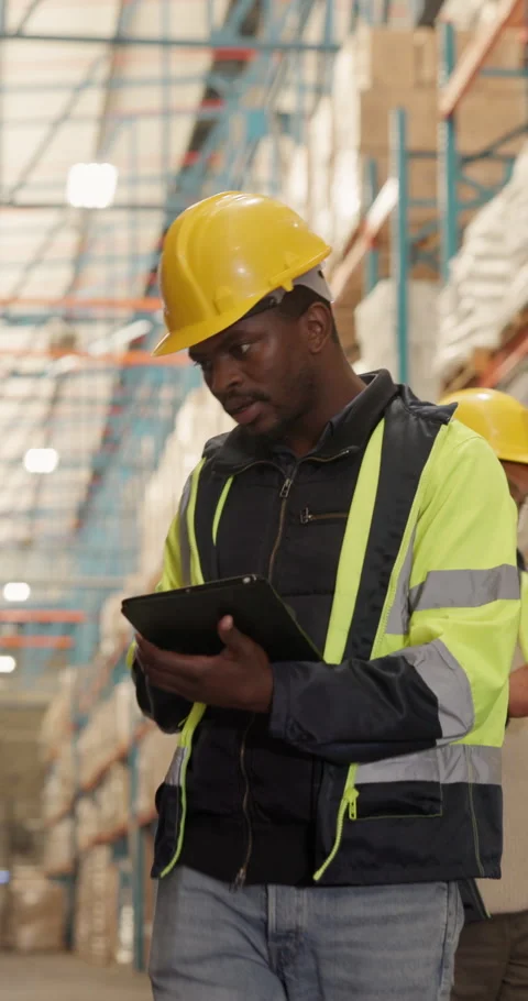 Shipping, tablet and scanner with man in warehouse for inspection checklist Stock Footage 340973341