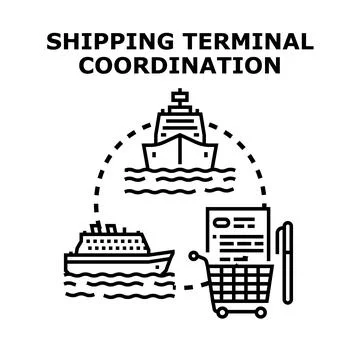 Shipping terminal coordination vector icon concept Stock Illustration