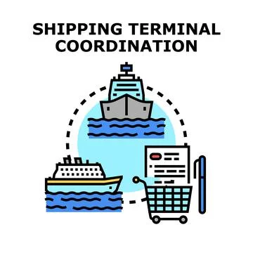Shipping terminal coordination vector icon concept Stock Illustration