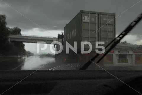 Shipping Truck Viewed From Car