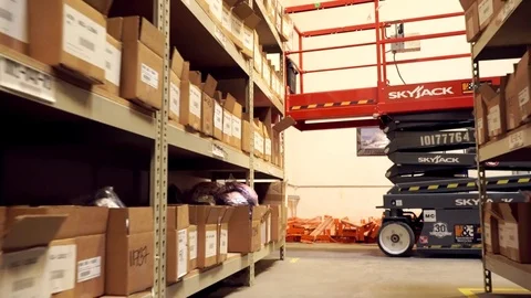Shipping Warehouse Long Aisle Stock Footage 77013260