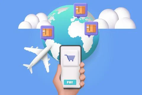 Shipping worldwide and e-commerce vector concept Stock Illustration