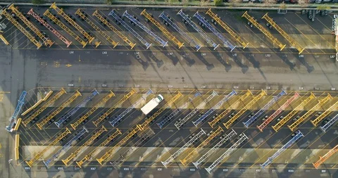Shipping Yard, Train Yard, Port in South East Portland Oregon Stock Footage 128377144