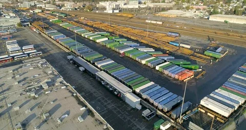 Shipping Yard, Train Yard, Port in South East Portland Oregon Stock Footage 128379642