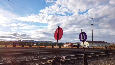 Shipping Yard, Train Yard, Port in South East Portland Oregon Timelapse Stock Footage 128439513