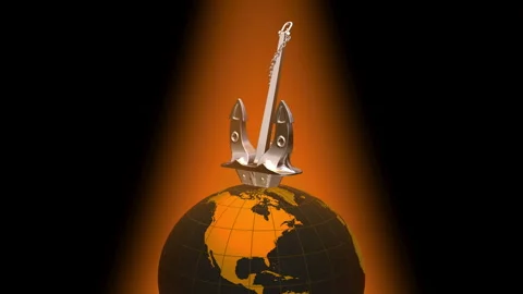 Ship's anchor on a rotating Earth Stock Footage 346177939