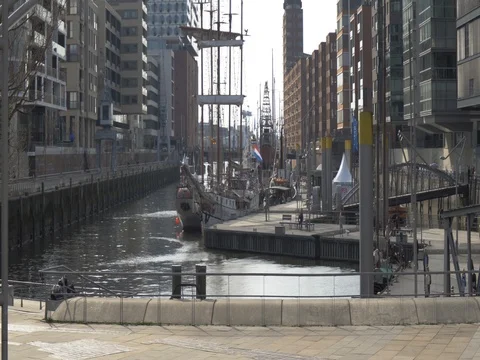 Ships and harbor anamorphic Stock Footage 82579152