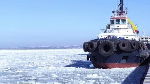 Ships and ice Stock Footage 79859052