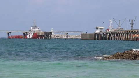 Ships are docking ship bridge. Thai country. Stock Footage 49878945