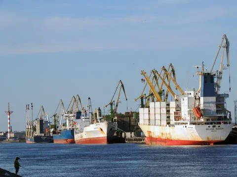 The ships are under loading Stock Photos