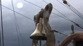 Ship's bell of four-masted steel barque STS Sedov Седов close up at rainy day 4k or 4k+ Resolution