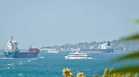 Ships in Bosphorus Video stock 27448509