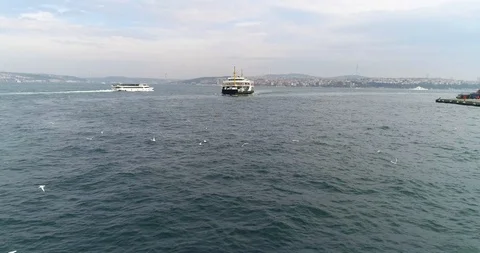 Ships in the Bosphorus, viewing by drone Stock-Footage 127372252