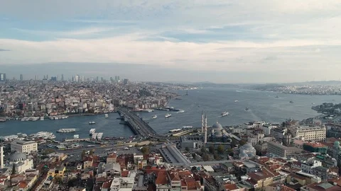Ships in the Bosphorus, viewing by drone Stock Footage 127372914