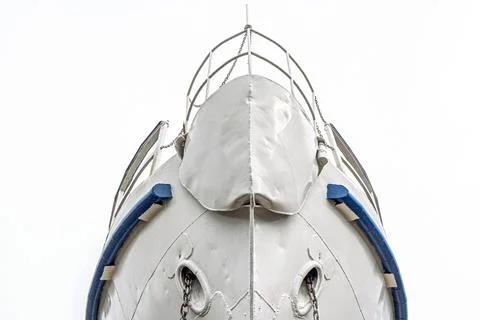 Ship's bow with anchor chains close-up Stock Photos