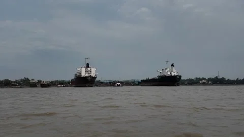 Ships broken up in the ship breaking yard, Chittagong, Sitakunda, Bangladesh Stock Footage 283741414