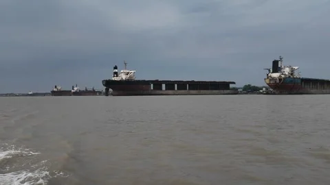 Ships broken up in the ship breaking yard, Chittagong, Sitakunda, Bangladesh Stock Footage 283756343
