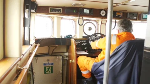 The ship's captain bridge Video stock 73132749