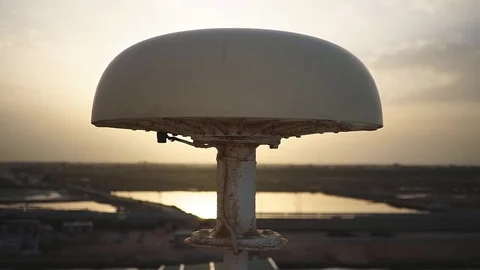 Ship's communication antenna - slow motion. Stock Footage 77370113